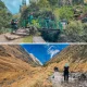 Images of the Inca Trail showing an early bridge section, stone steps, and mountain route features near the start.