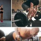 People doing weight training and cardio exercises indoors as part of physical preparation before a demanding trekking route.